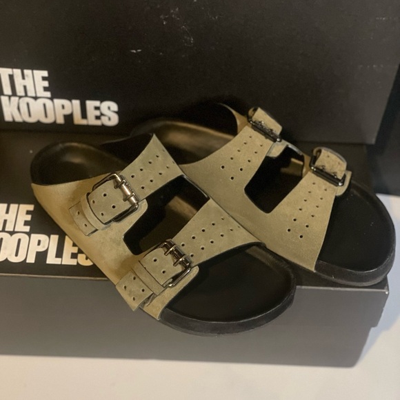 The Kooples Olive‎ Khaki Leather Sandals, size 36 - Picture 5 of 12
